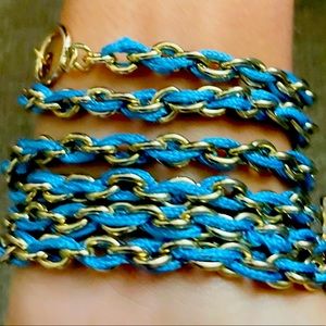 Turquoise & gold woven Chain 35” L